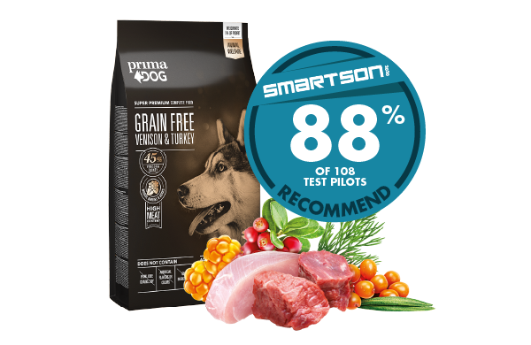 PrimaDog Venison & Turkey grain-free dog food did well in Smartson test