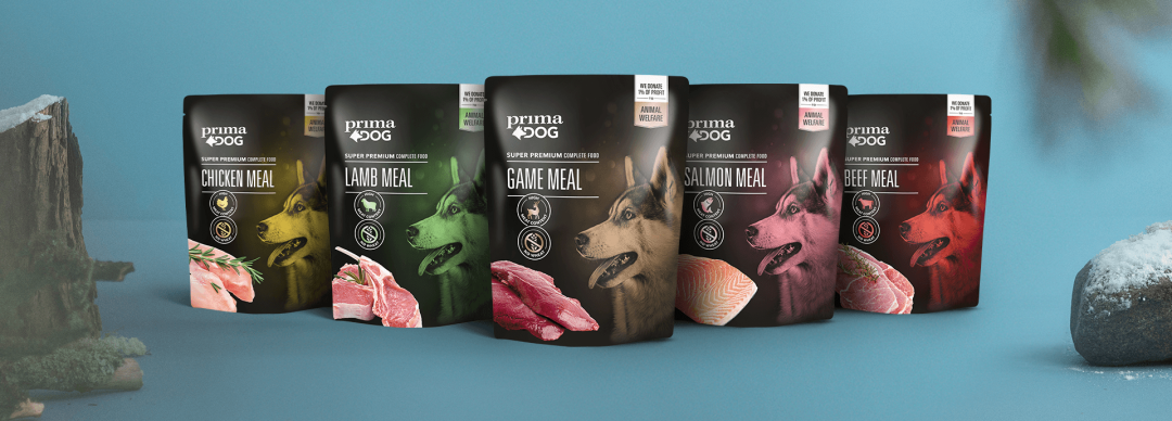 Wheat-free PrimaDog meals are meaty wet food for every dog ​