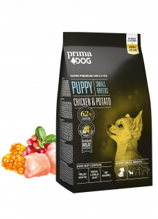 Chicken and Potato wheat-free dog dry food for small puppies PrimaDog