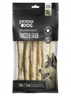 White low-fat twisted stick chewbone for dogs PrimaDog